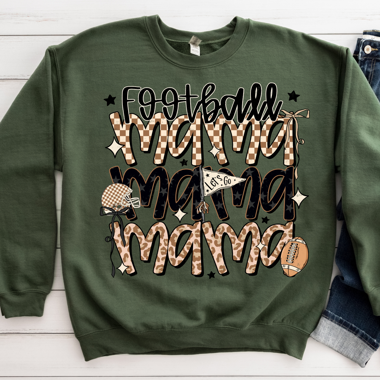 Football Mama Bow Crewneck Sweatshirt