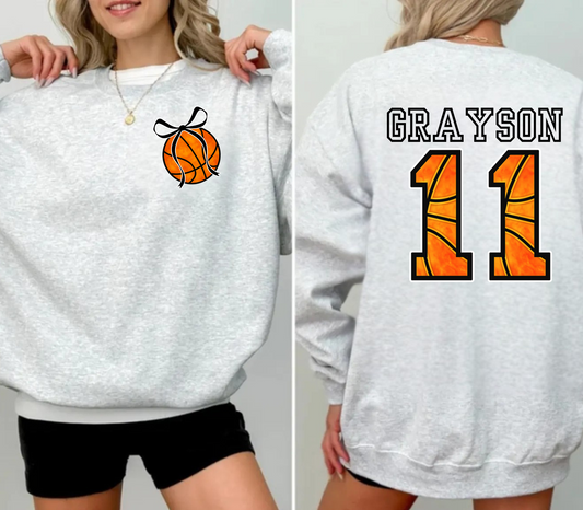 Custom Basketball Sweatshirt for Women | Player Name & Number on Back | Basketball Mom Gift