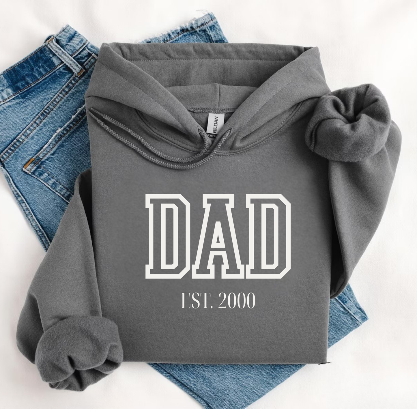 Custom Dad Grandpa Uncle Hoodie with Kids Names on Sleeve, Personalized Family Hoodie Gift, Est Year Pullover, Father’s Day Birthday Christmas Gift