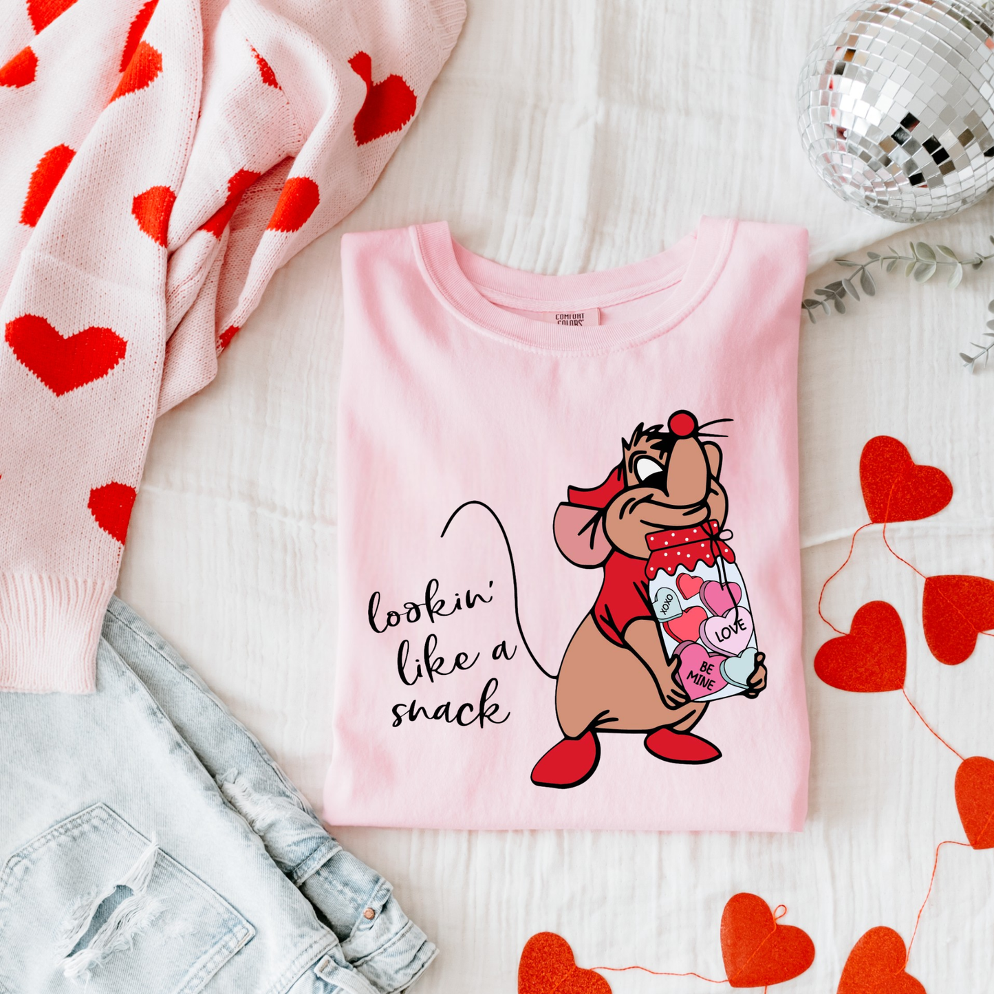 Gus Gus Valentine Shirt with Candy Hearts | Cute Mouse Valentine Tee | Whimsical Love Shirt