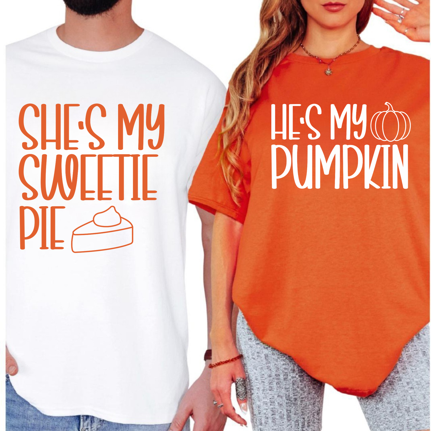 Couples Thanksgiving Shirts | He’s My Pumpkin & She’s My Sweetie Pie Fall Matching Tees | Cute Holiday Outfits for Couples