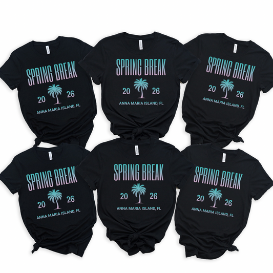 Spring Break 2026 Family & Group Shirts – Custom Location Vacation Tees