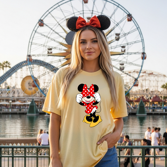 MINNIE SHY BOW T-Shirt | Cozy Park Day Shirt