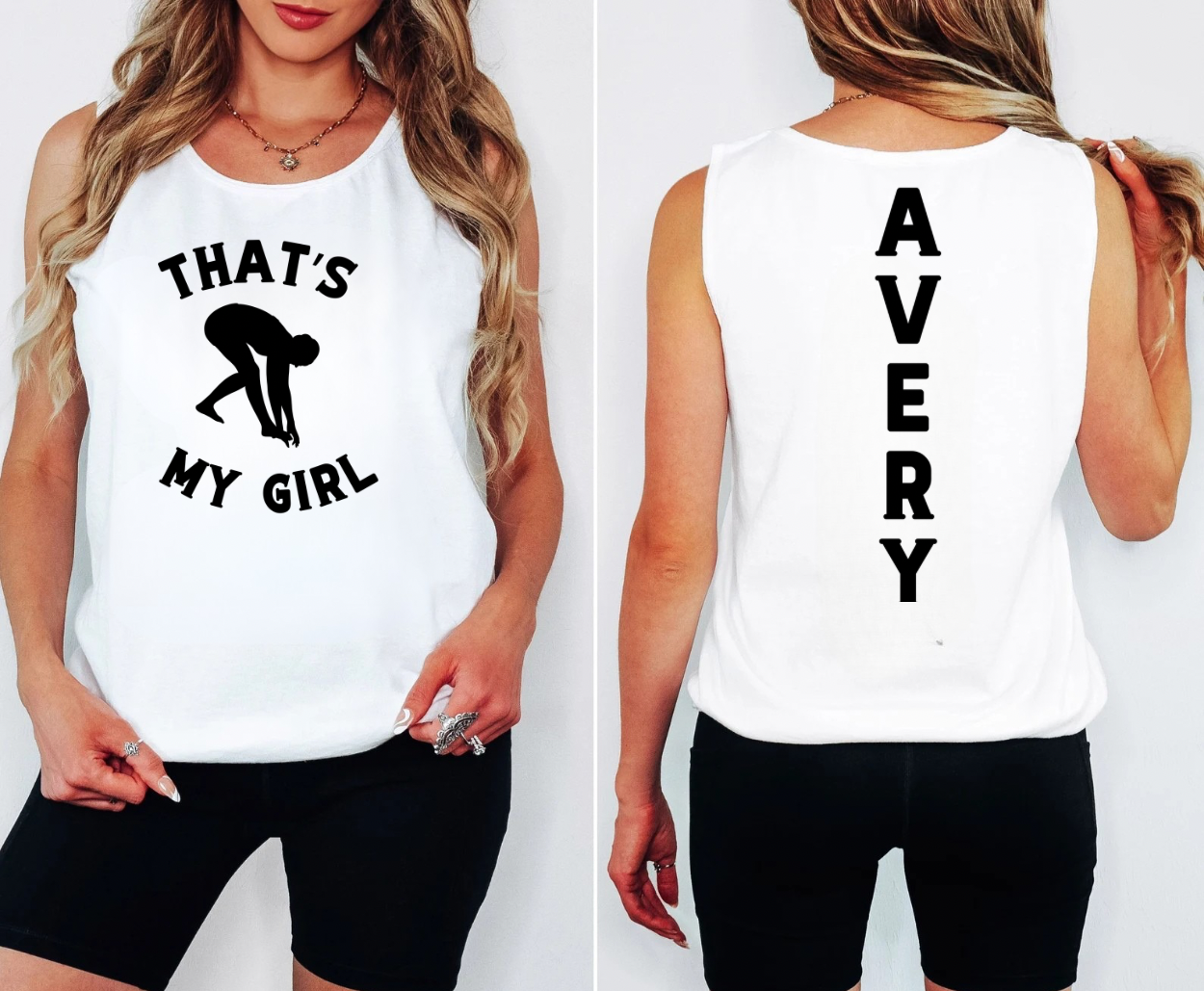Custom Swim Team Mom Comfort Colors Tank or T-Shirt | Personalized Swimmer Name Back Design