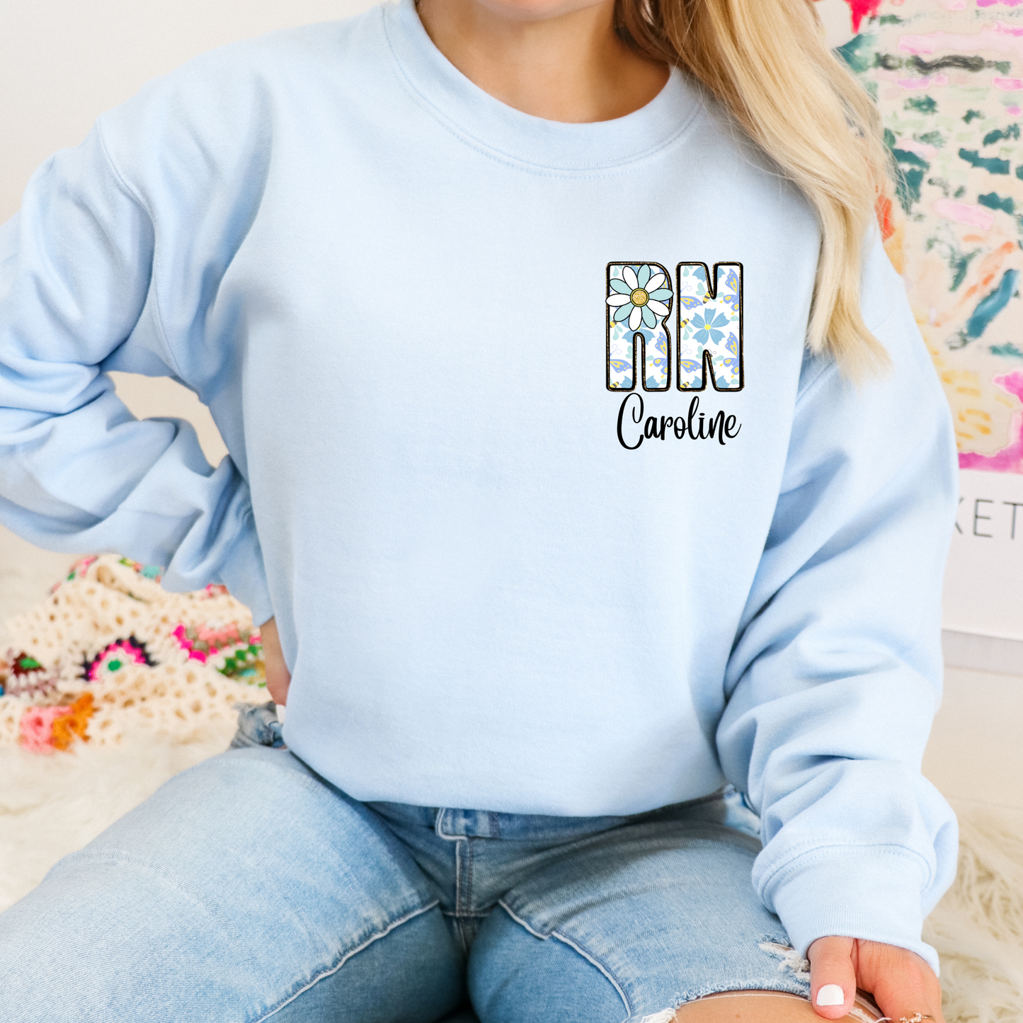 Personalized RN Registered Nurse Crewneck Sweatshirt