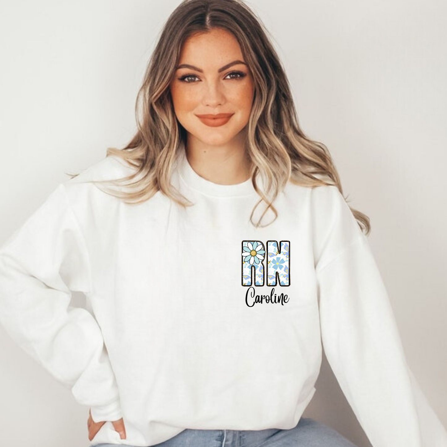 Personalized RN Registered Nurse Crewneck Sweatshirt