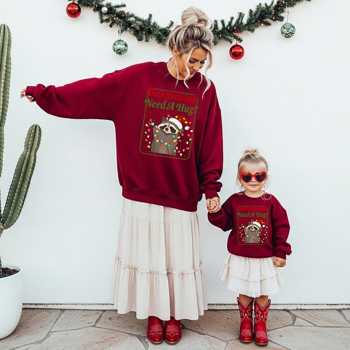 Does Somebody Need a Hug? Funny Raccoon Christmas Sweatshirt