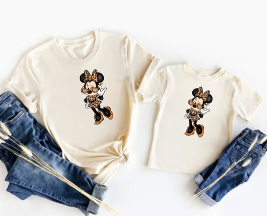 LEOPARD PRINT SASSY MINNIE SHIRTS | Mom and Kid Park Day Outfit | Comfort Colors Matching Set