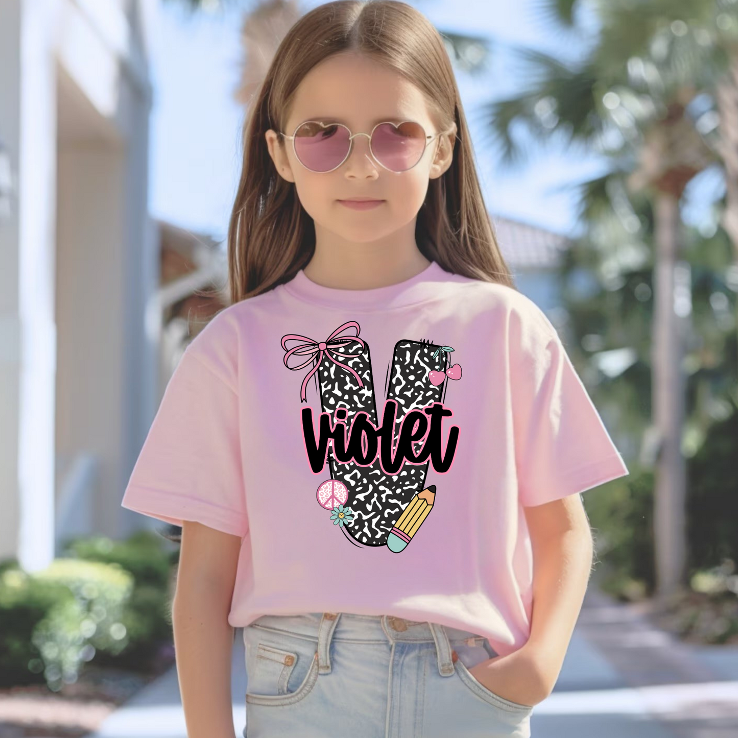 Custom Girls Back to School Shirt with Name- Comfort Colors
