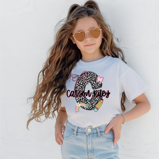 Custom Girls Back to School Shirt with Name- Comfort Colors