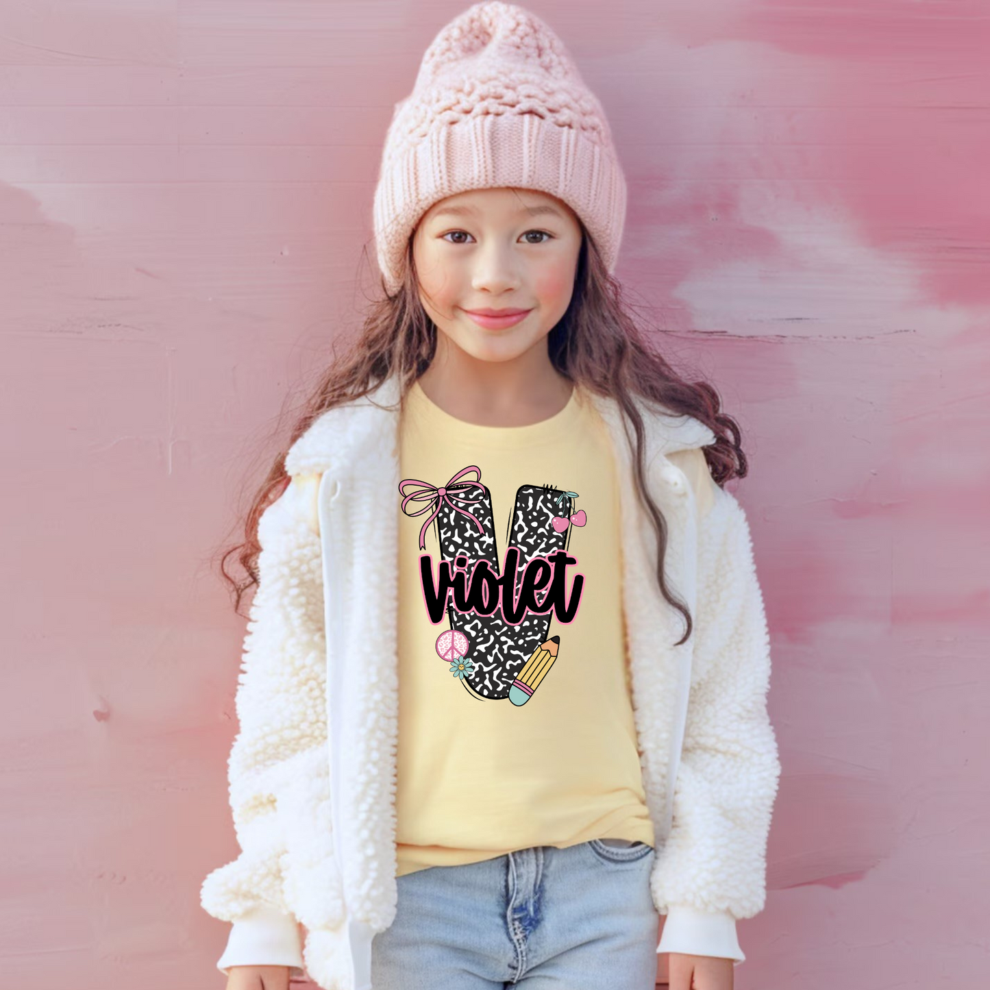 Custom Girls Back to School Shirt with Name- Comfort Colors