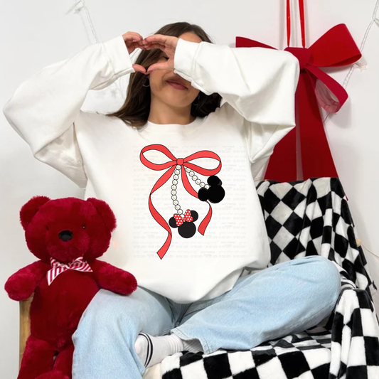 VALENTINE’S DAY MOUSE CHERRY BOW SWEATSHIRT