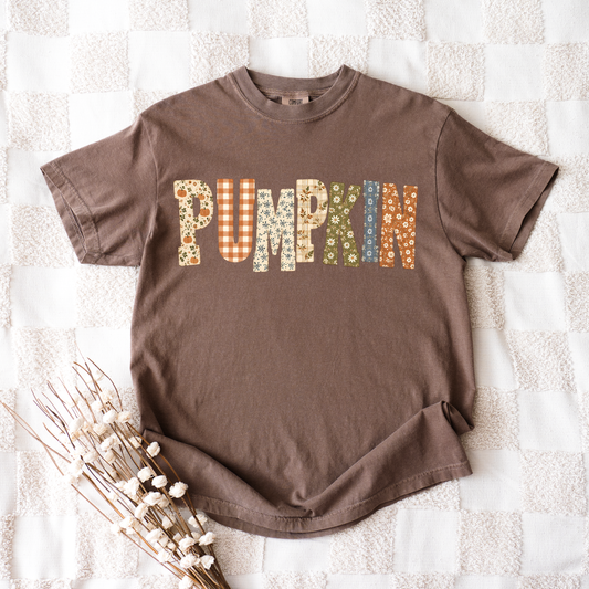 Comfort Colors Patchwork Pumpkin Fall Shirt | Vintage Autumn Graphic Tee
