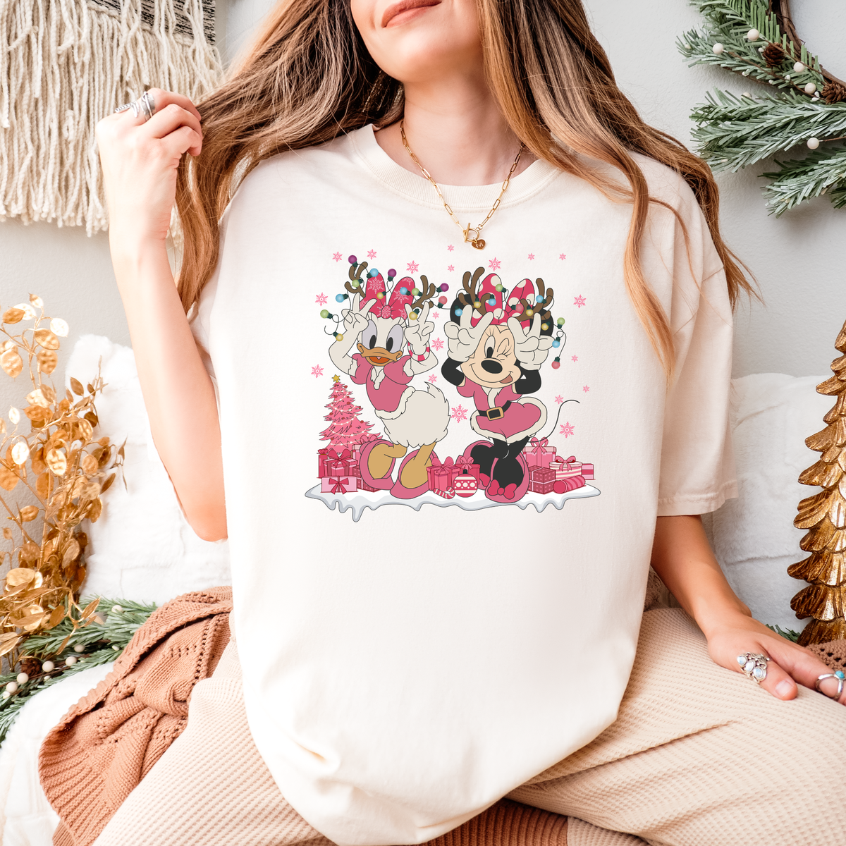 PINK MINNIE & DAISY Magical Christmas Party Shirt | Comfort Colors Holiday Tee | Theme Park Christmas Shirt