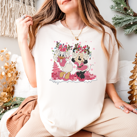 PINK MINNIE & DAISY Magical Christmas Party Shirt | Comfort Colors Holiday Tee | Theme Park Christmas Shirt