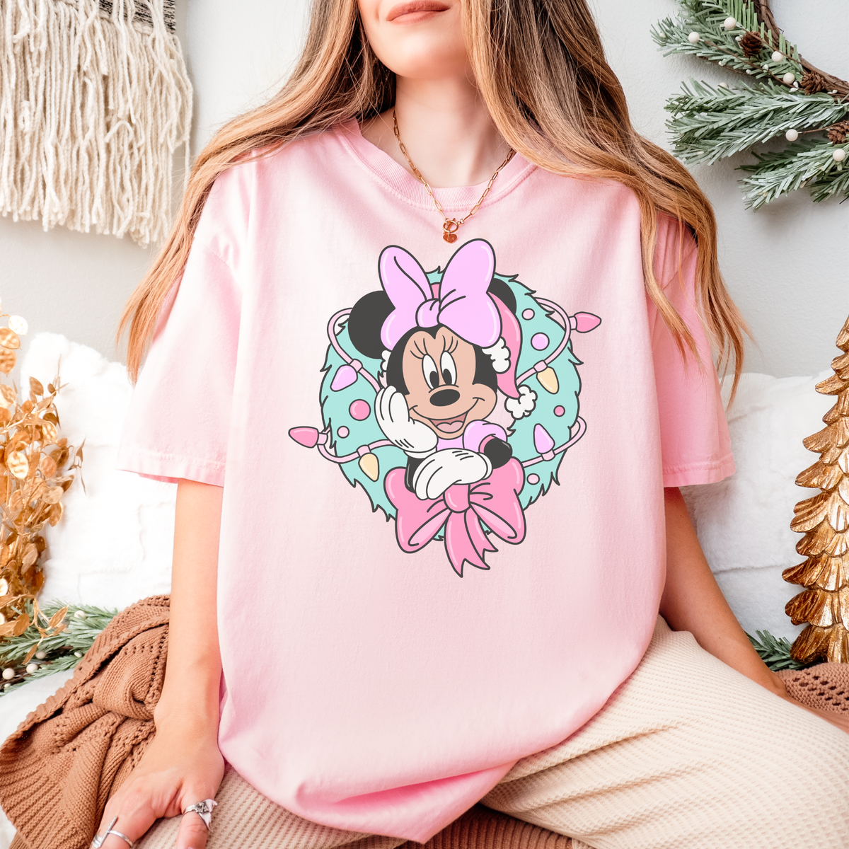 PINK MINNIE WREATH Magical Christmas Party Shirt | Comfort Colors Holiday Tee | Theme Park Christmas Shirt