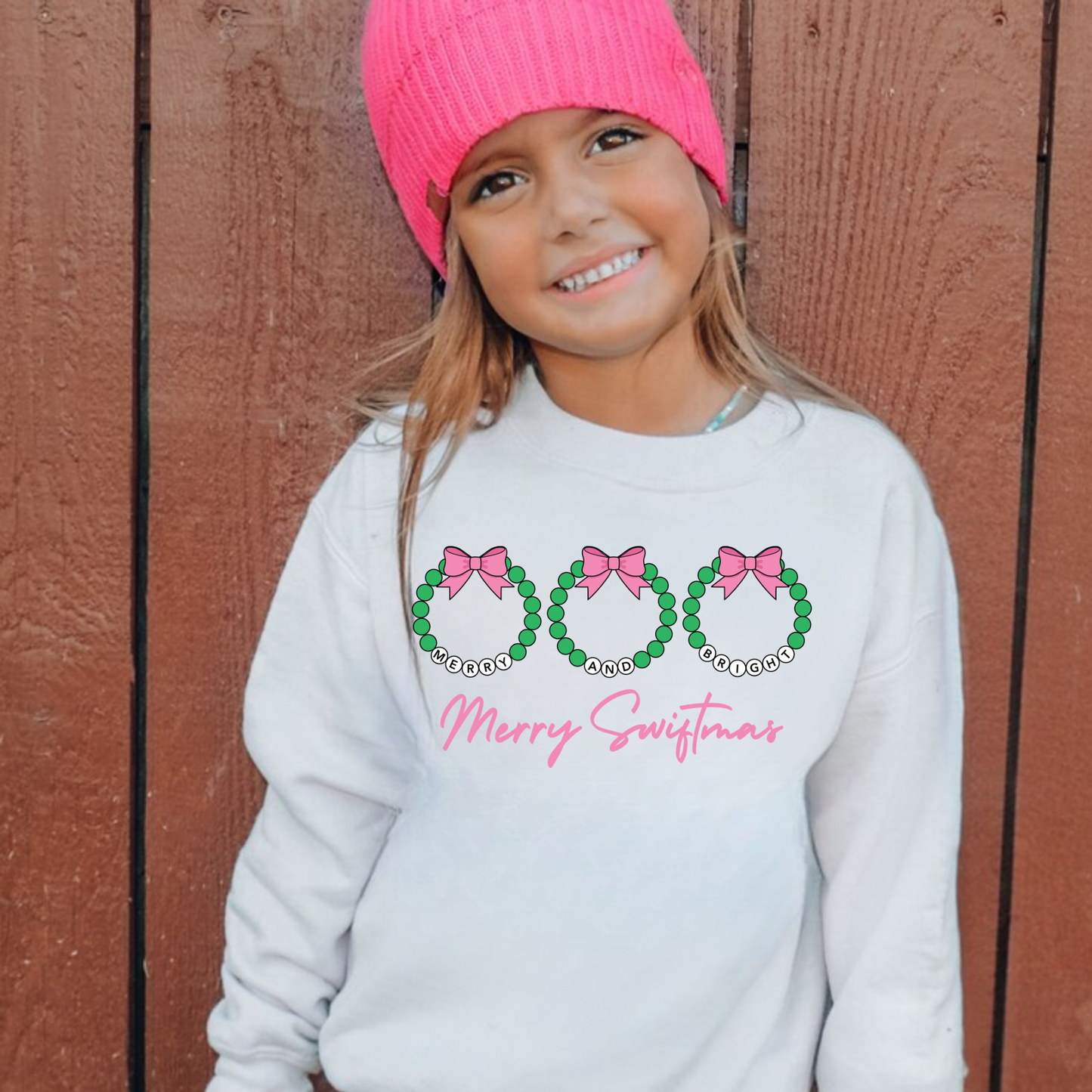 Merry & Bright Christmas Crewneck Sweatshirt for Girls