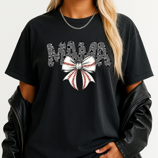 Baseball Mom Bow Shirt | Cute Sports Mom Tee | Game Day Outfit Gift for Moms
