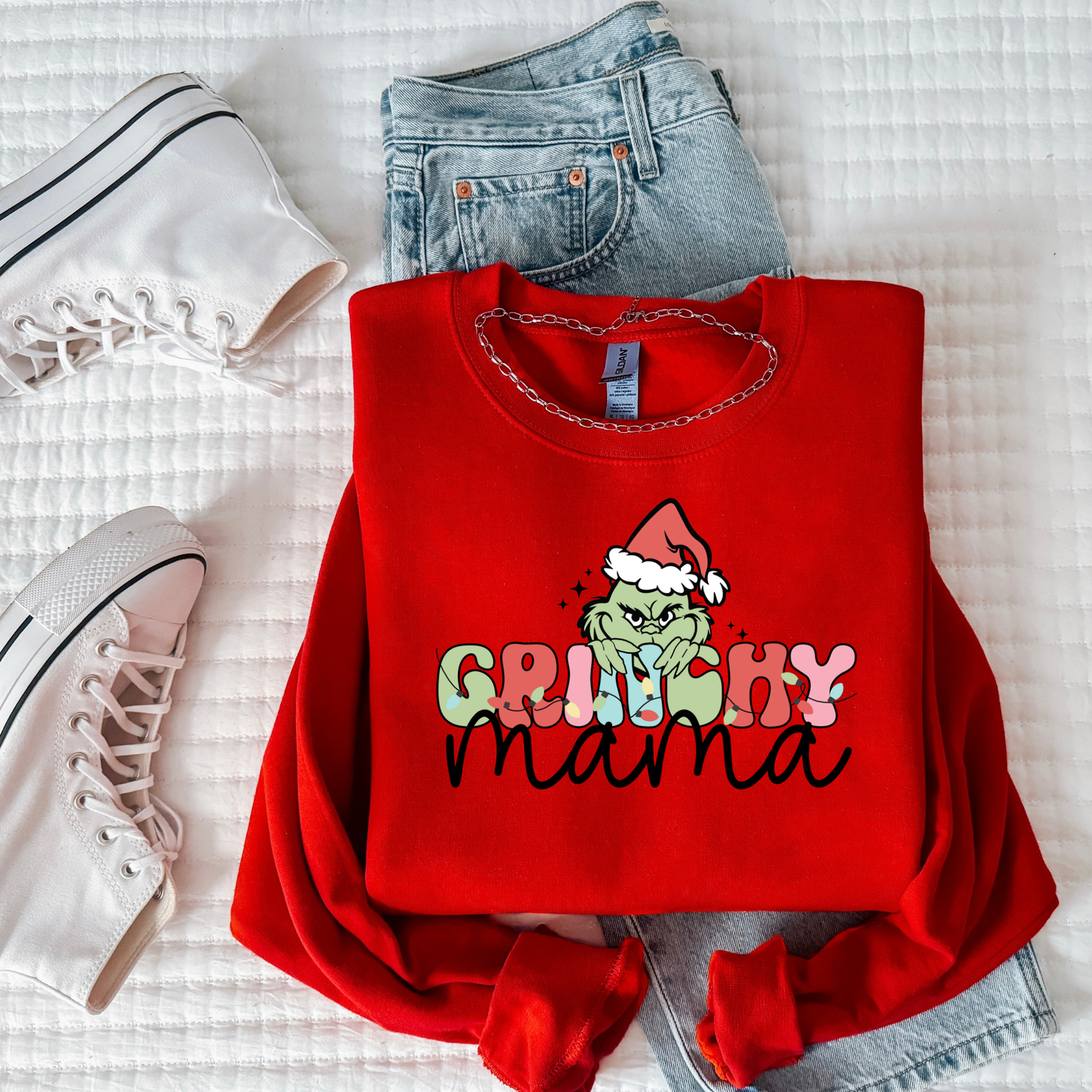 Christmas Mama Sweatshirt | Cozy Holiday Mom Crewneck | Gildan 18000