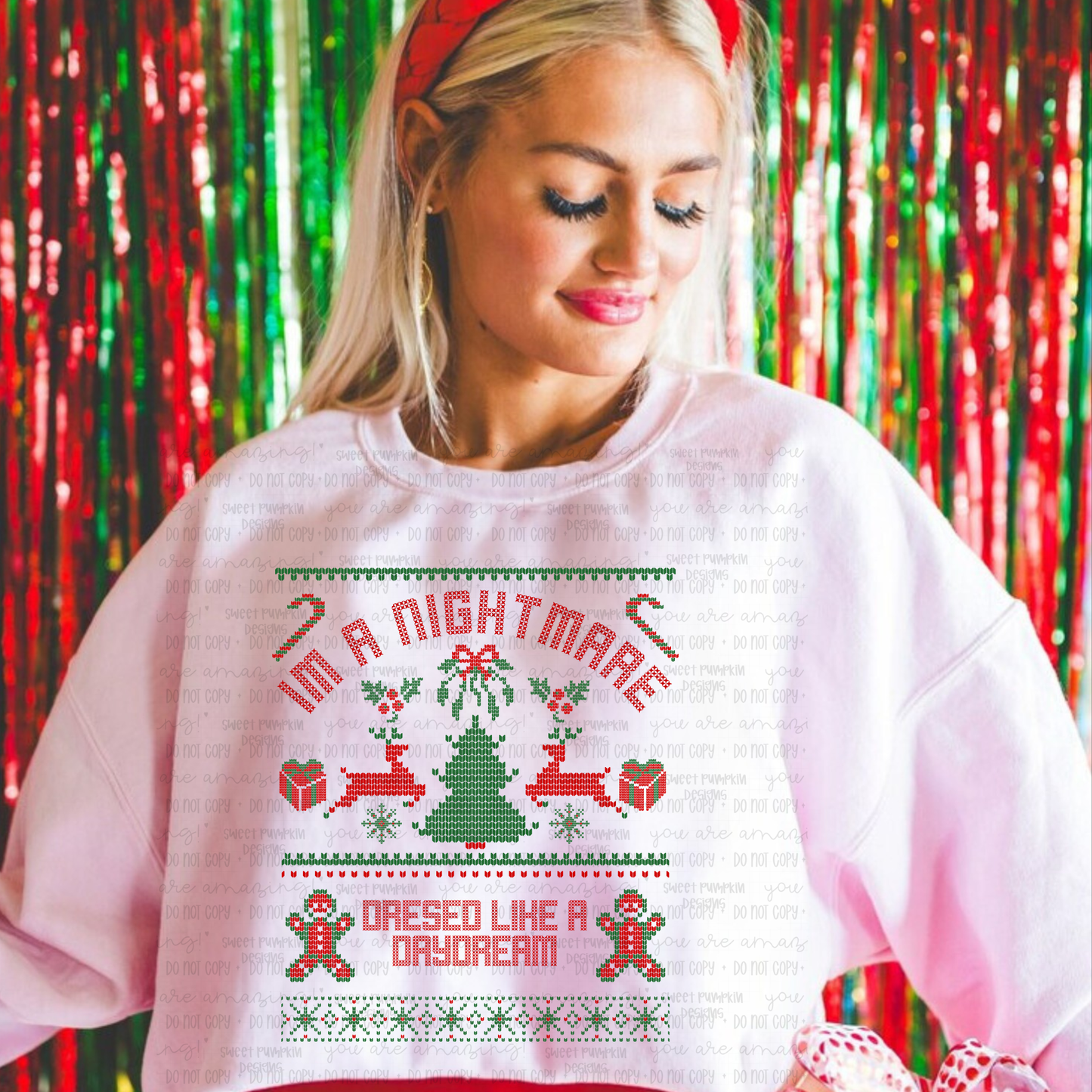 Christmas Nightmare Daydream  Ugly Sweater Crewneck Sweatshirt