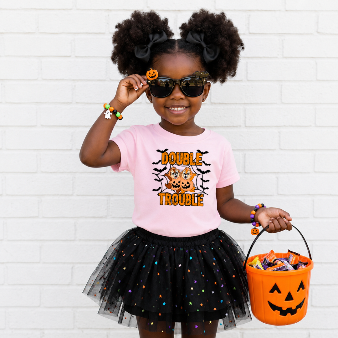 HALLOWEEN dOUBLE TROUBLE CHIPMUNKS Magical Theme Park Halloween Kids Shirt | Toddler & Youth Sizes