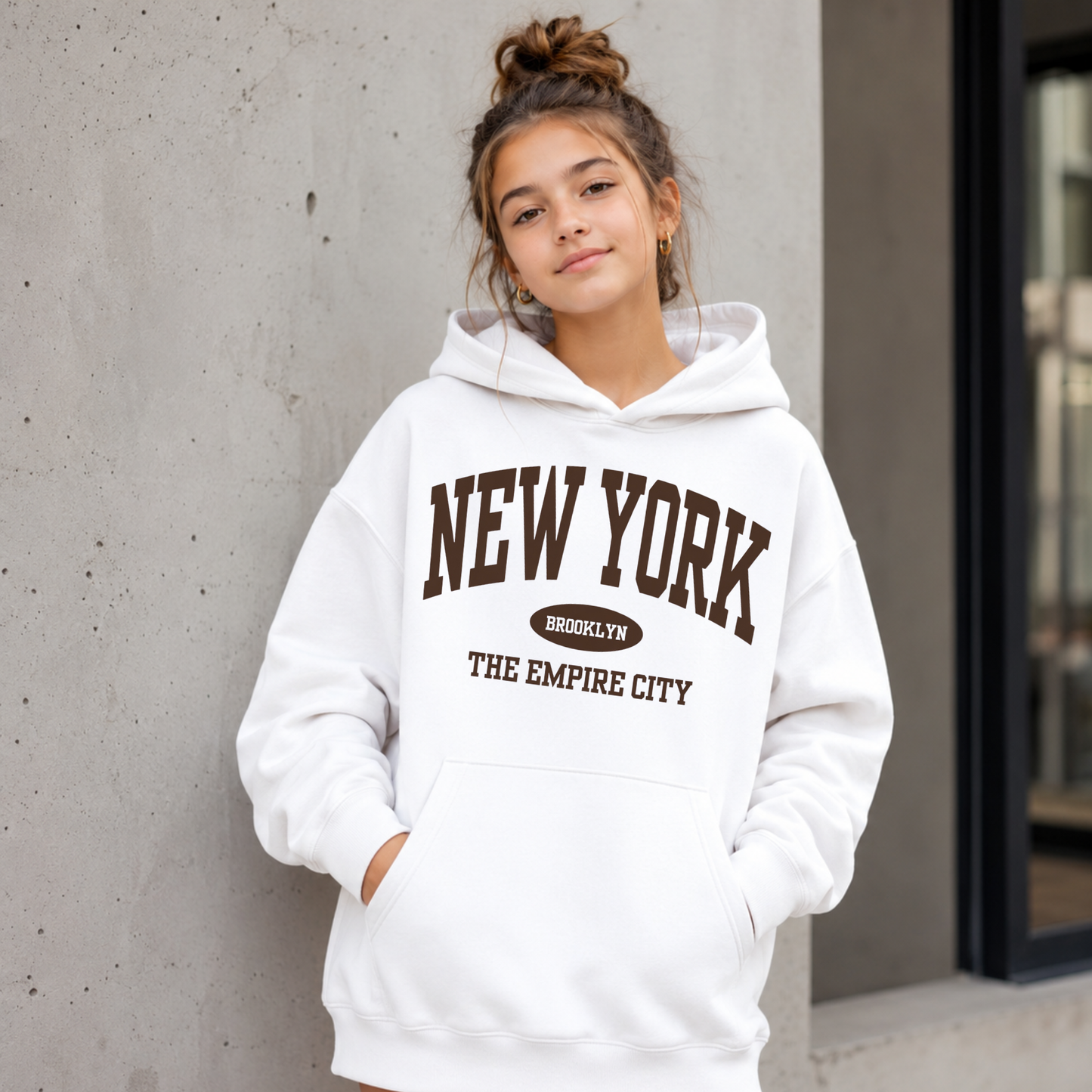 New York Hoodie | Trendy Preppy Oversized Sweatshirt for Tween Girls