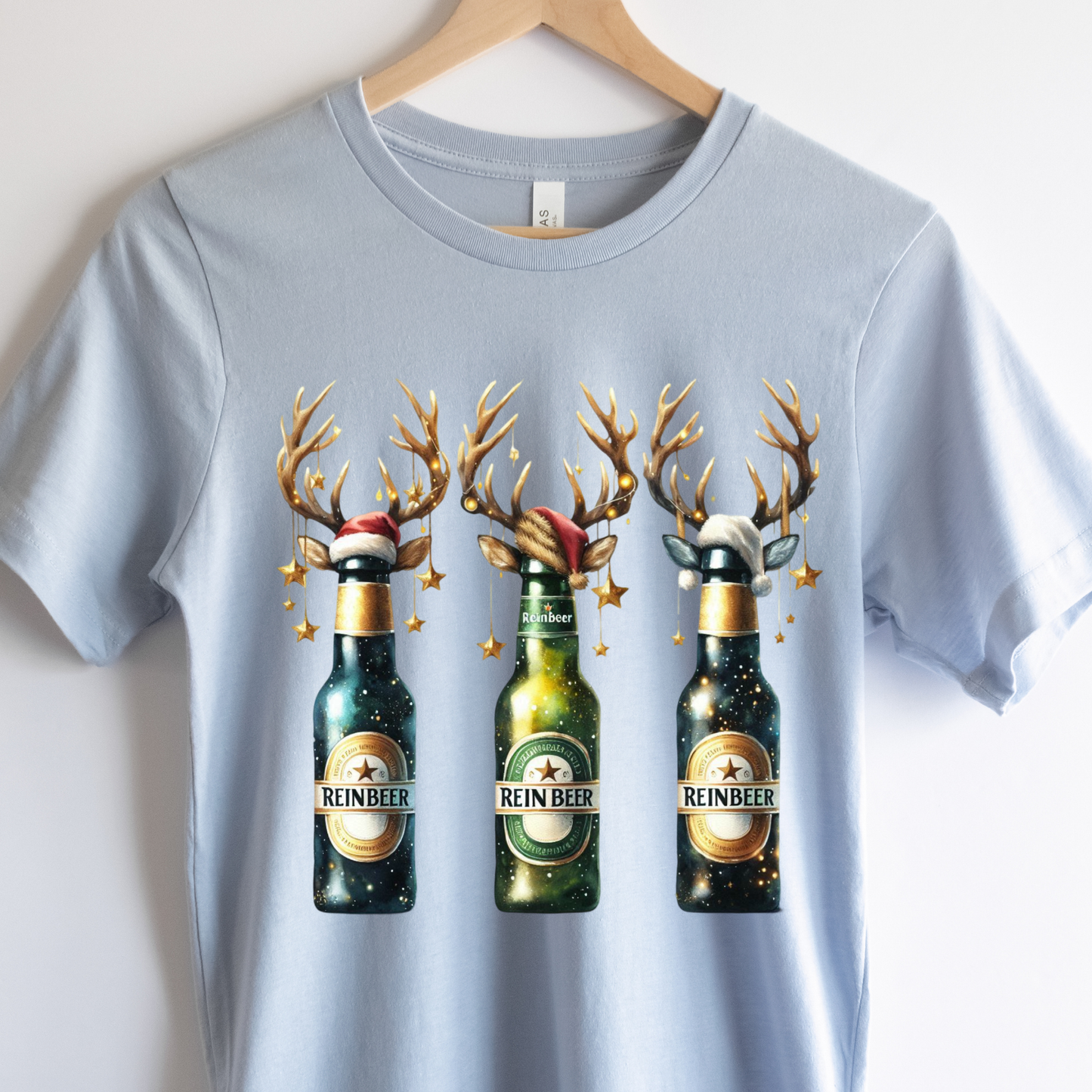 Rein Beer Christmas Shirt for Men | Funny Holiday Beer T-Shirt | Bella + Canvas Soft Tee