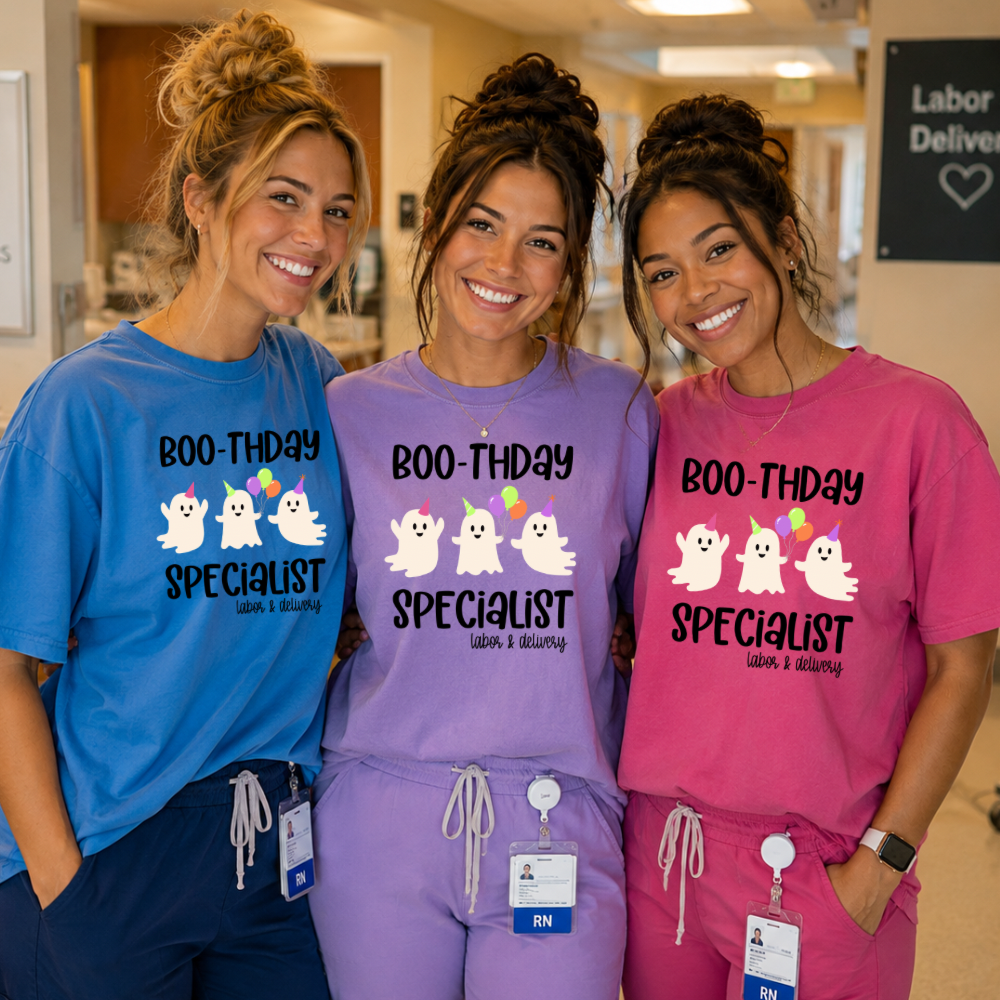 Cute Ghost Labor & Delivery Nurse Halloween Comfort Colors Shirt