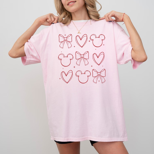 MOUSE, HEARTS & VALENTINES DAY BOWS | Cozy Park Day Shirt