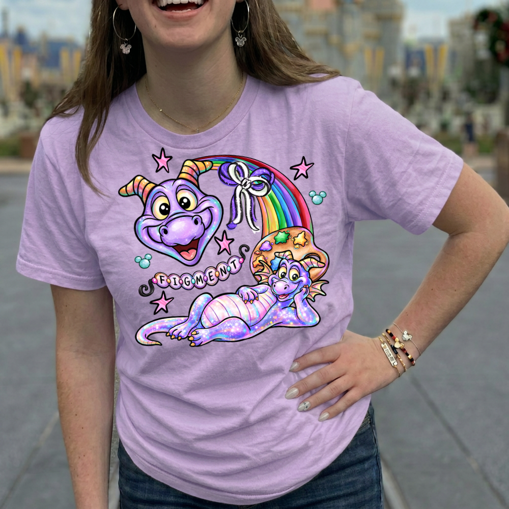 Purple Imagination Dragon Shirt - COMFORT COLORS TEE - VACATION PARK DAY TSHIRT