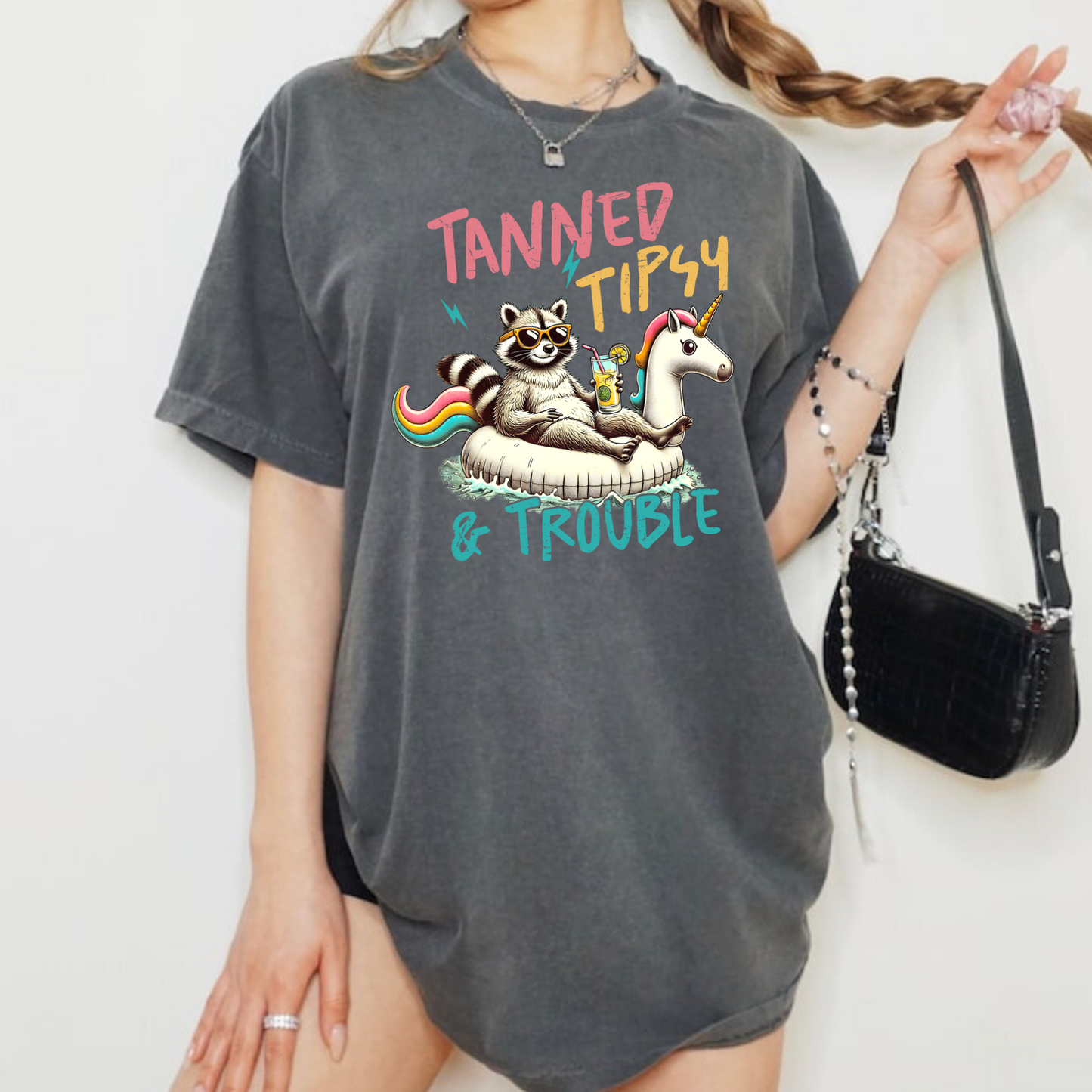 Tanned Tipsy and Trouble Raccoon Shirt