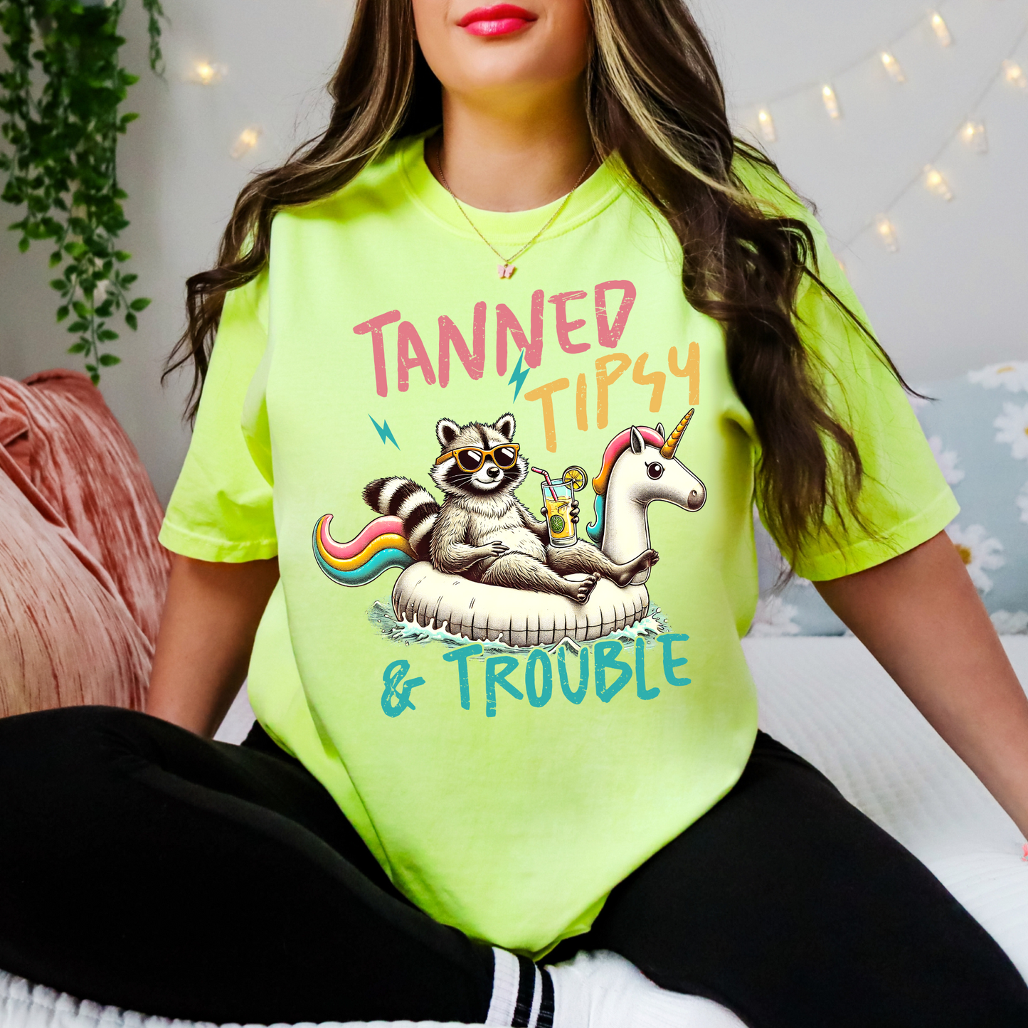 Tanned Tipsy and Trouble Raccoon Shirt