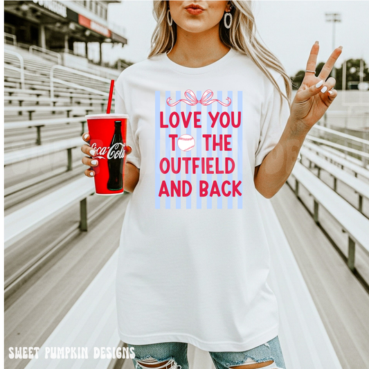 Love You to the Outfield and Back Shirt | Preppy Baseball Mom Tee | Cute Game Day Shirt for Women | Soft Bella Canvas