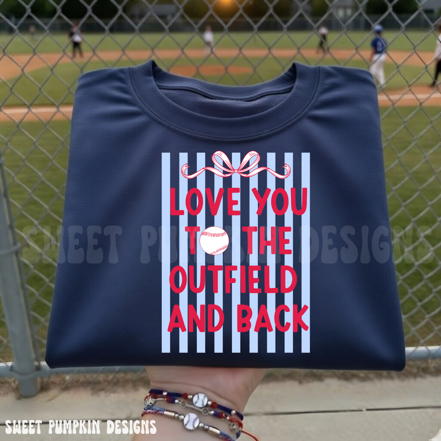 Love You to the Outfield and Back Shirt | Preppy Baseball Mom Tee | Cute Game Day Shirt for Women | Soft Bella Canvas