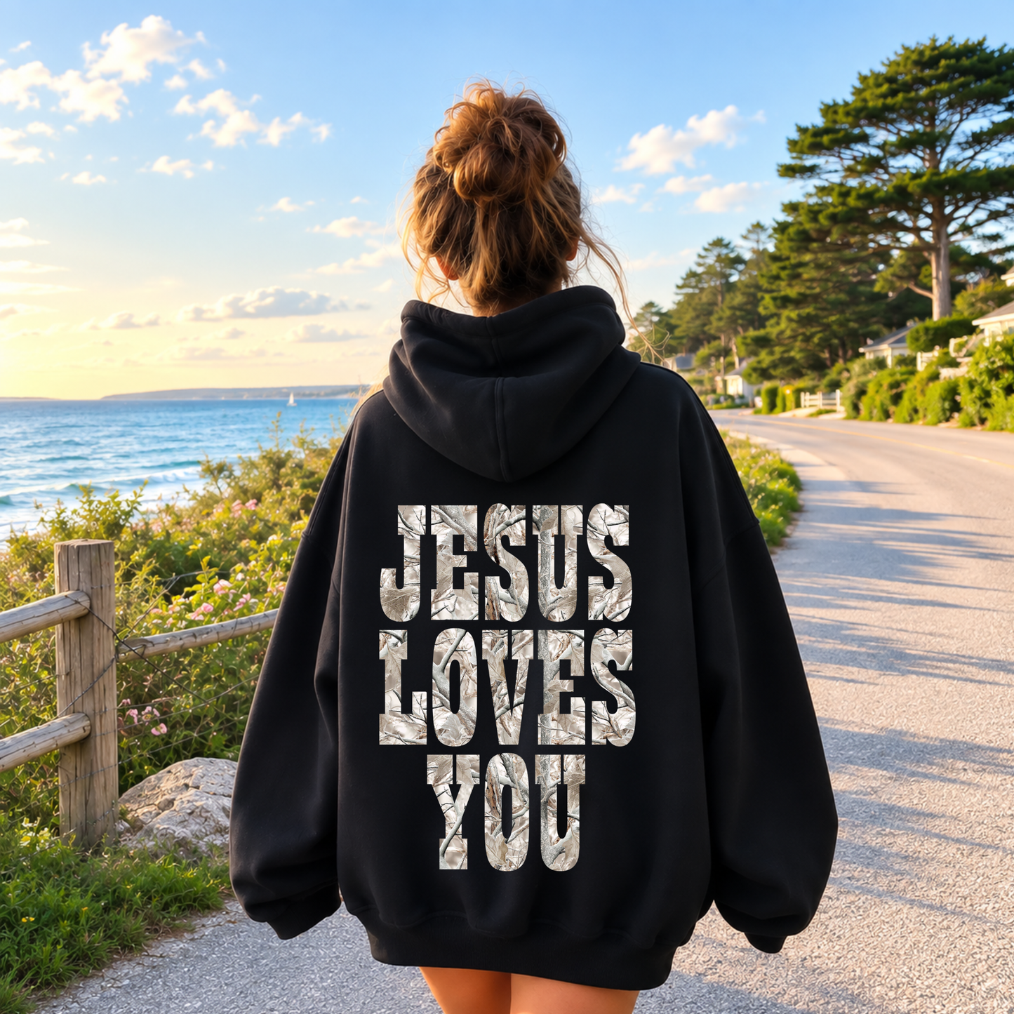 Jesus Loves You Hoodie – Oversized Christian Camo Graphic Hoodie