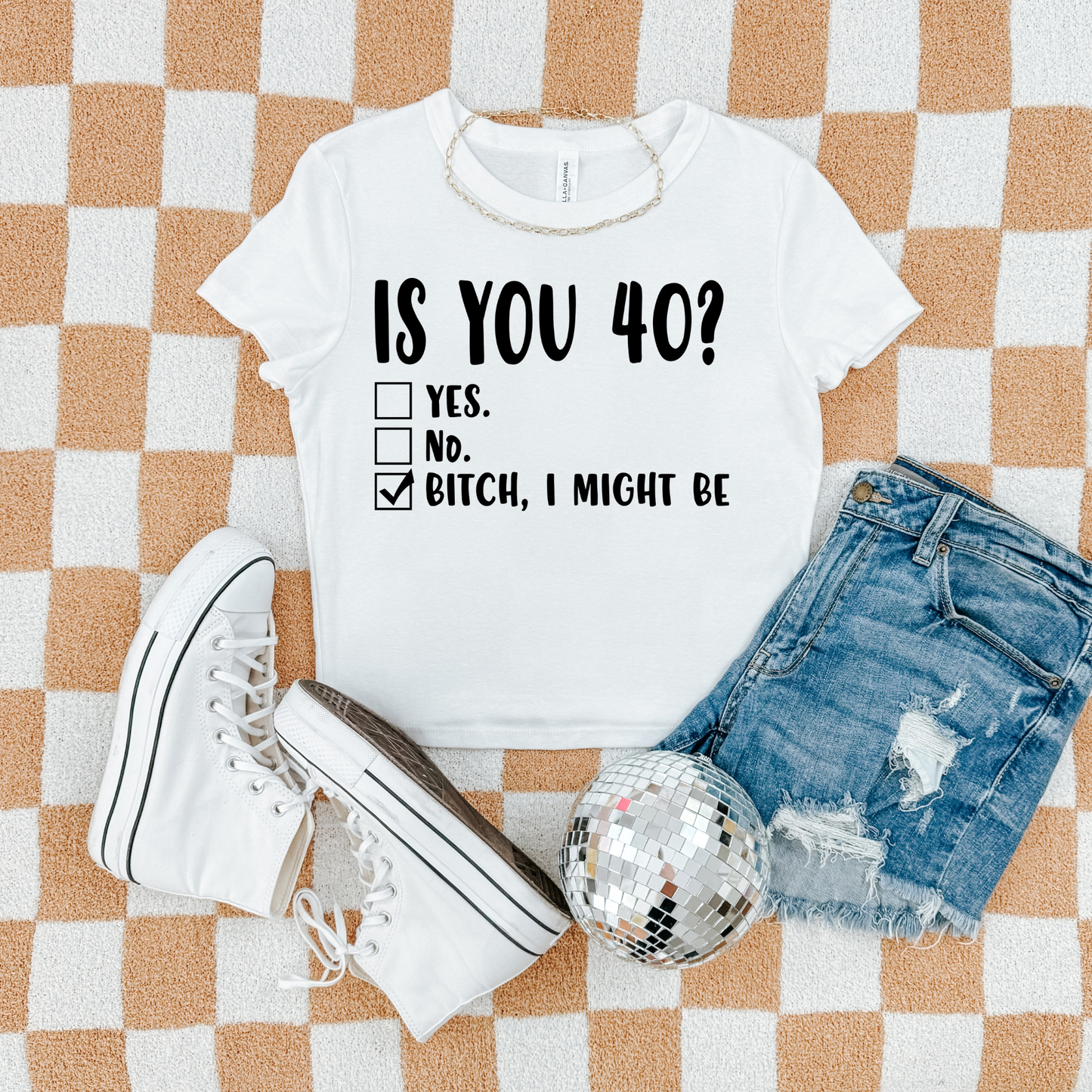 Is You 40? Funny 40th Birthday Baby Tee | Bella Fitted Birthday Shirt for Women