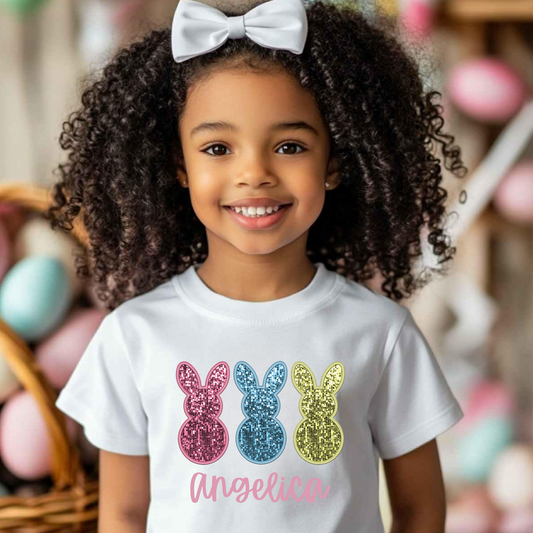Custom Easter Name Shirt for Girls | Personalized Bunny Shirt | Cute Easter Outfit for Kids | Easter Basket Gift for Girls