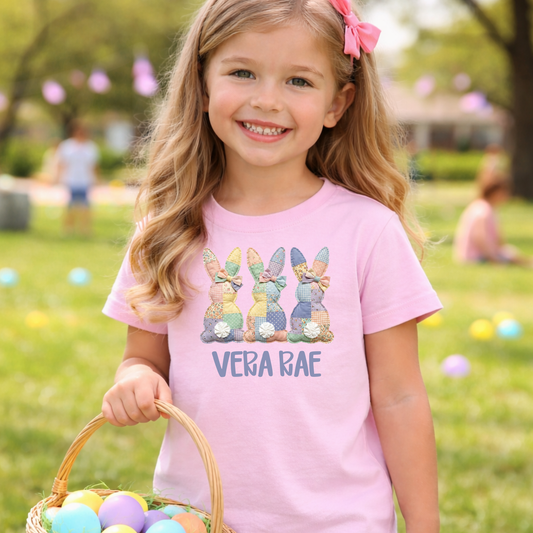 Custom Easter Name Shirt for Girls | Personalized Bunny Shirt | Cute Easter Outfit for Kids | Easter Basket Gift for Girls