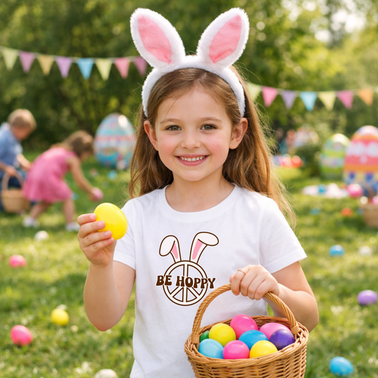 Be Hoppy Girls Easter Shirt | Cute Bunny Easter Tee for Kids | Easter Egg Hunt Outfit | Spring Bunny Shirt | Easter Gift for Girls