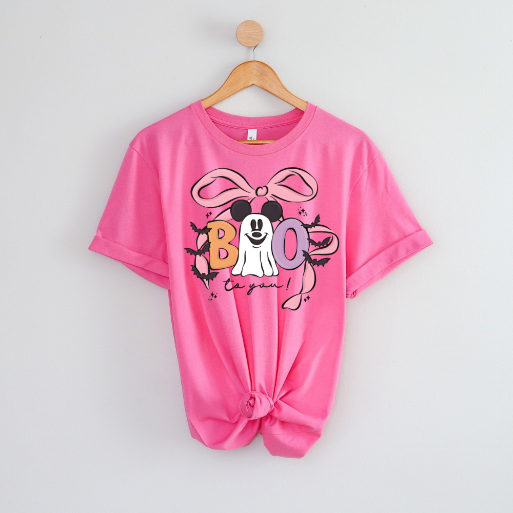 Boo Mouse Bow Shirt - Bella Canvas - Halfway to Halloween