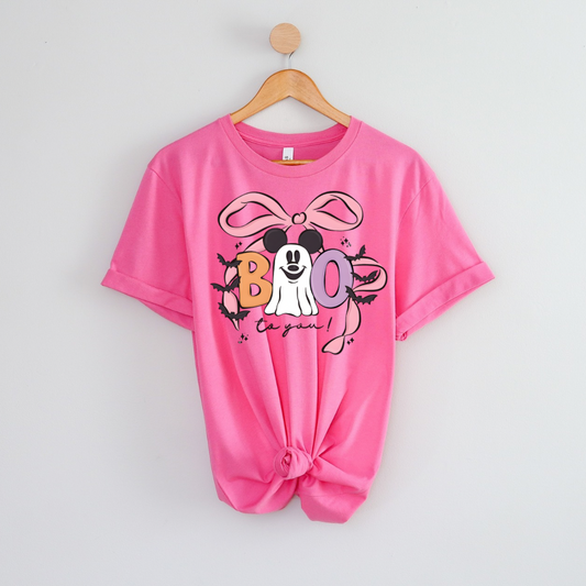 Boo Mouse Bow Shirt - Bella Canvas - Halfway to Halloween
