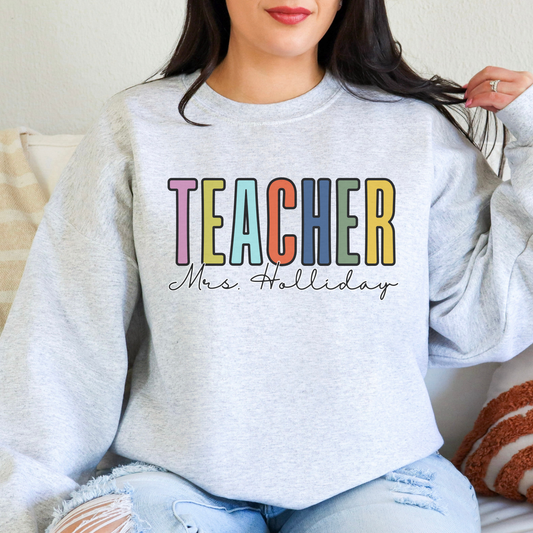 Custom Teacher Sweatshirt with Name | Personalized Teacher Gift | Cozy Classroom Crewneck