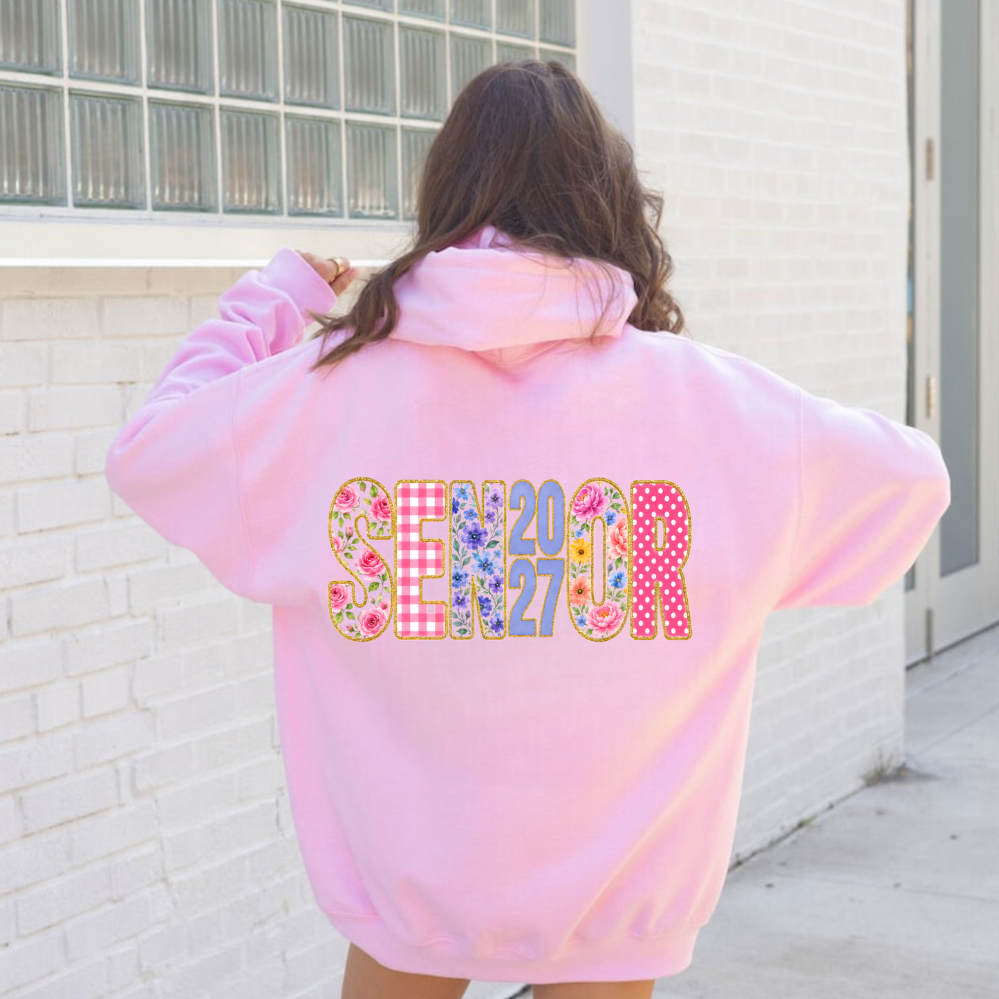 Senior 2027 Pink Hoodie | Floral Class of 2027 Senior Year Sweatshirt
