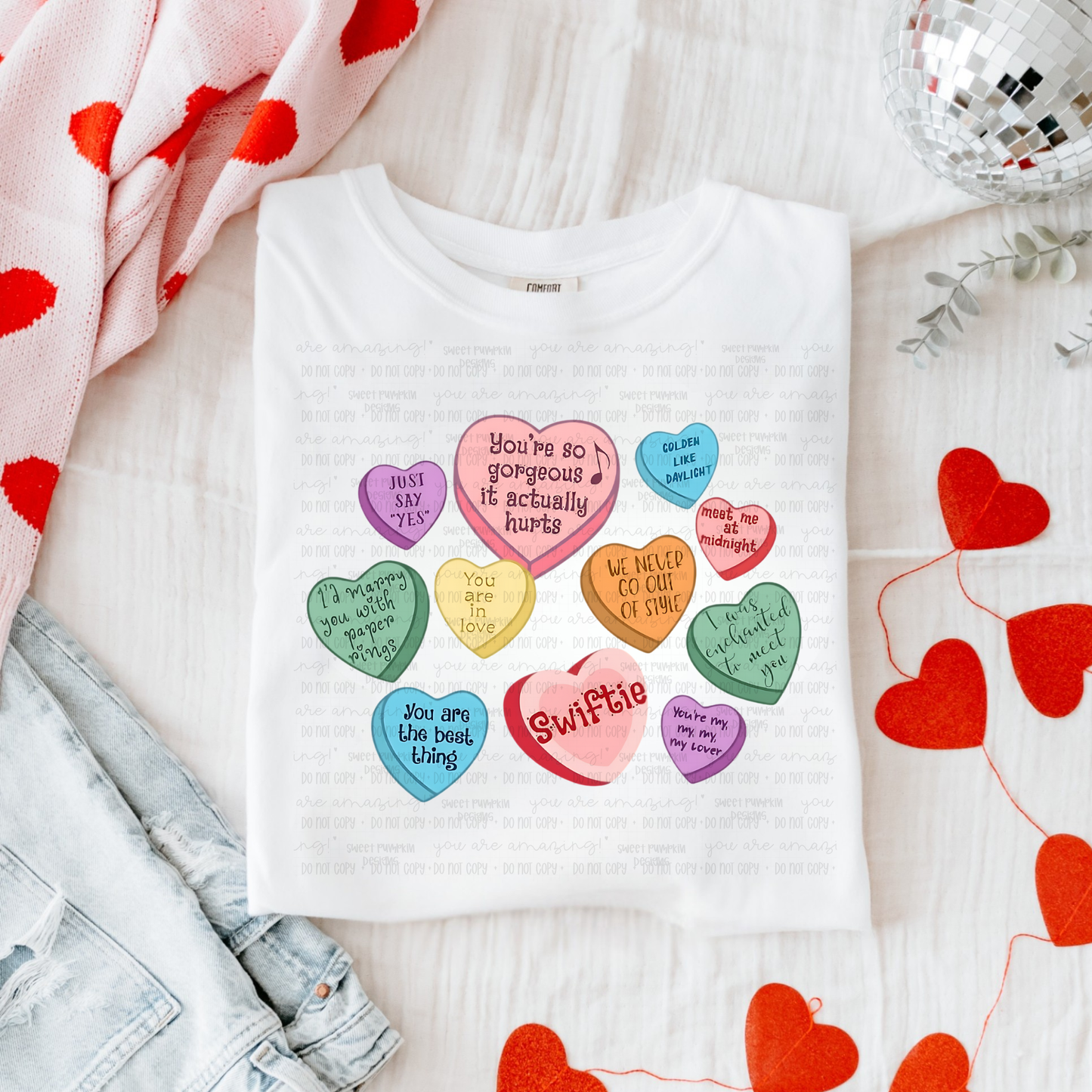 Candy Hearts Valentine Lyics - Comfort Colors Short & Long Sleeve