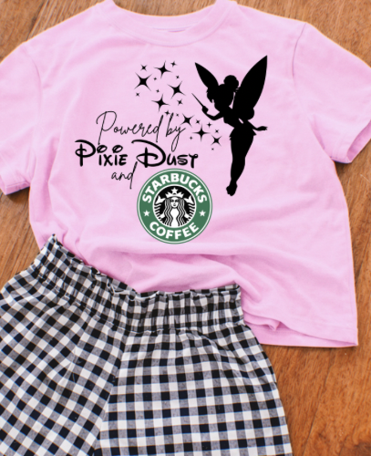 POWERED BY PIXIE DUST AND COFFEE Shirt - COMFORT COLORS TEE - VACATION PARK DAY TSHIRT