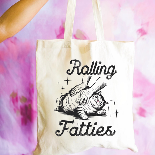Funny Cat Lover Tote Bag | Rolling Fatties Cat Mom Tote | Cat Mom Gift