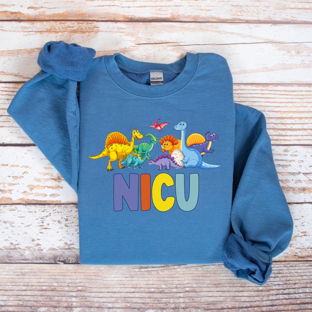 Cute Dinosaur NICU Nurse Sweatshirt | NICU Nurse Gift | Pediatric Nurse Crewneck