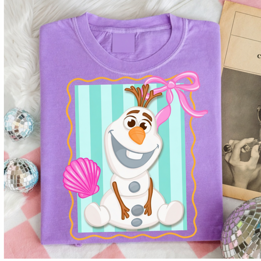 PREPPY SNOWMAN TANK OR TEE - COMFORT COLORS - MAGICAL PARK DAY VACATION TOP