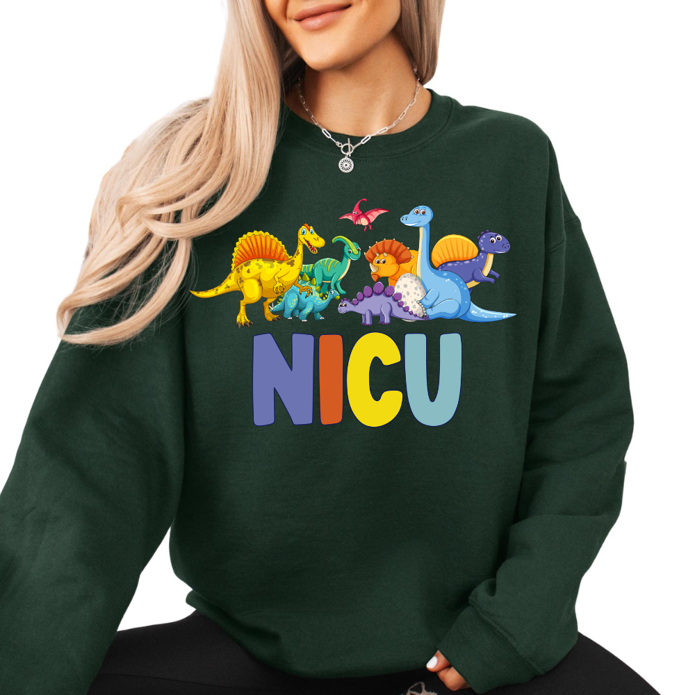 Cute Dinosaur NICU Nurse Sweatshirt | NICU Nurse Gift | Pediatric Nurse Crewneck
