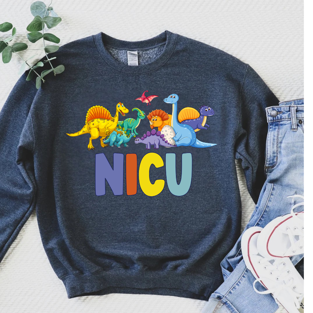 Cute Dinosaur NICU Nurse Sweatshirt | NICU Nurse Gift | Pediatric Nurse Crewneck